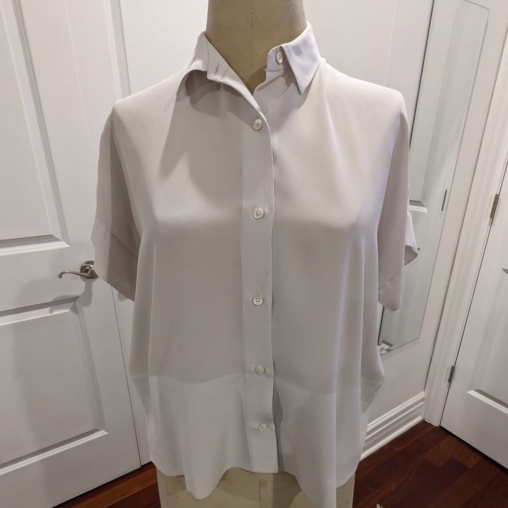 Everlane Square Silk Shirt White-Grey Size 2
